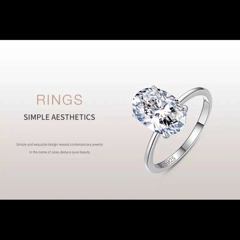 3Ct OVAL Cut VVS Square 4 Prong Setting Solitaire 925 Ring